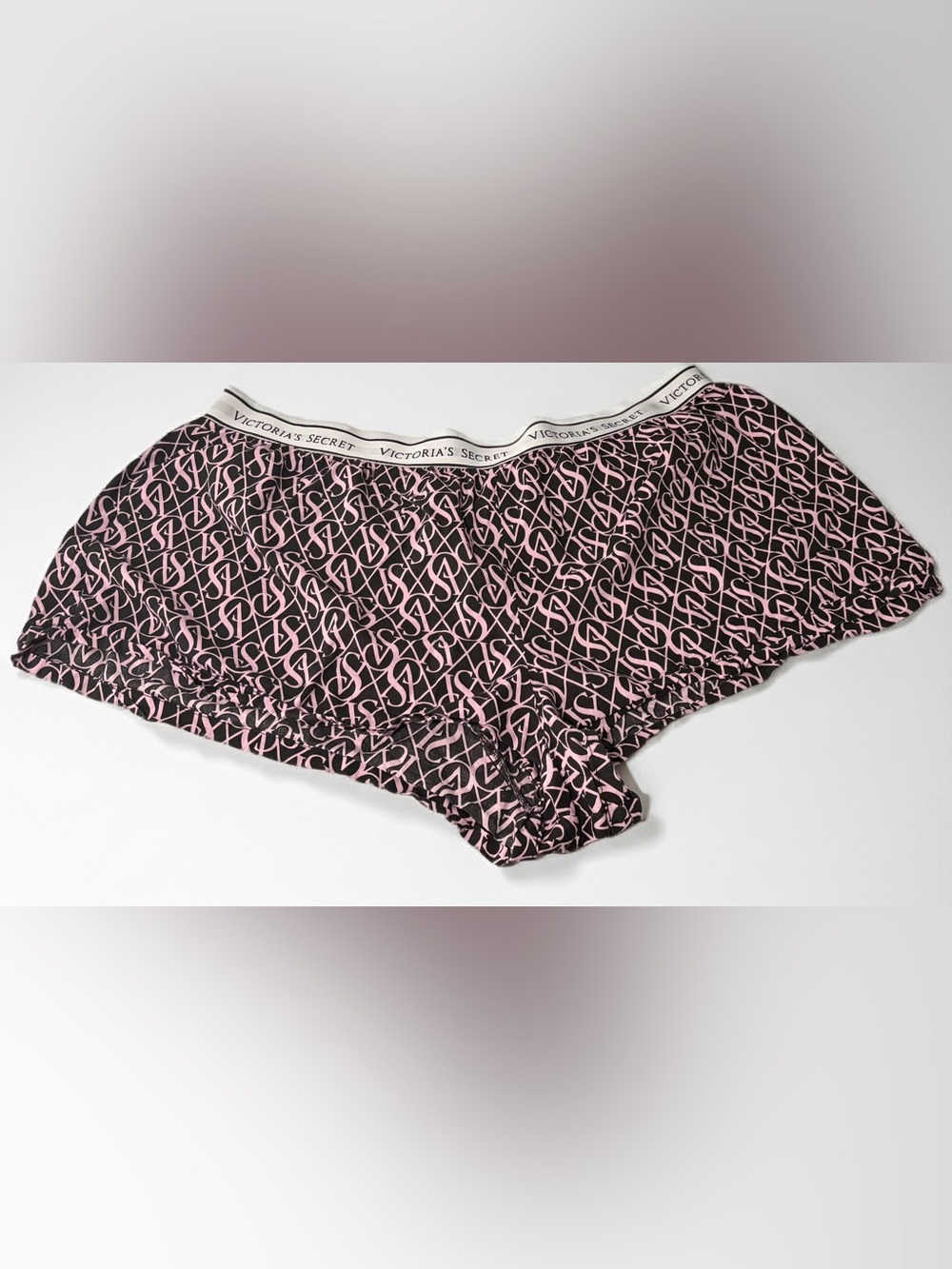 Victoria's Secret Black and Light Pink Logo Boyshorts